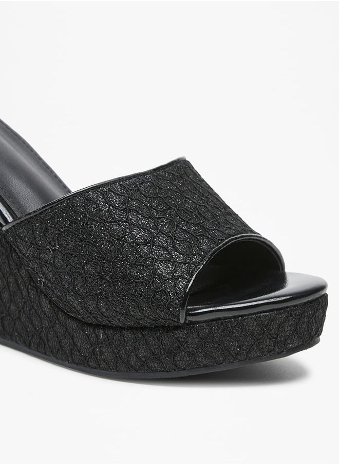 Flora Bella - Women's Textured Slip-On Sandals with Wedge Heels - Image 1