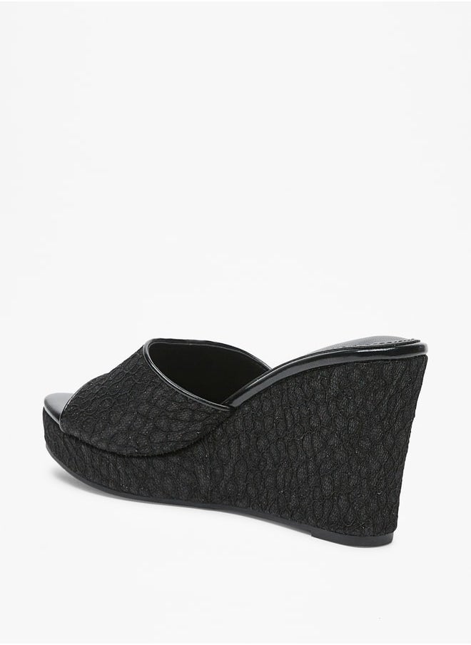 Flora Bella - Women's Textured Slip-On Sandals with Wedge Heels - Image 1