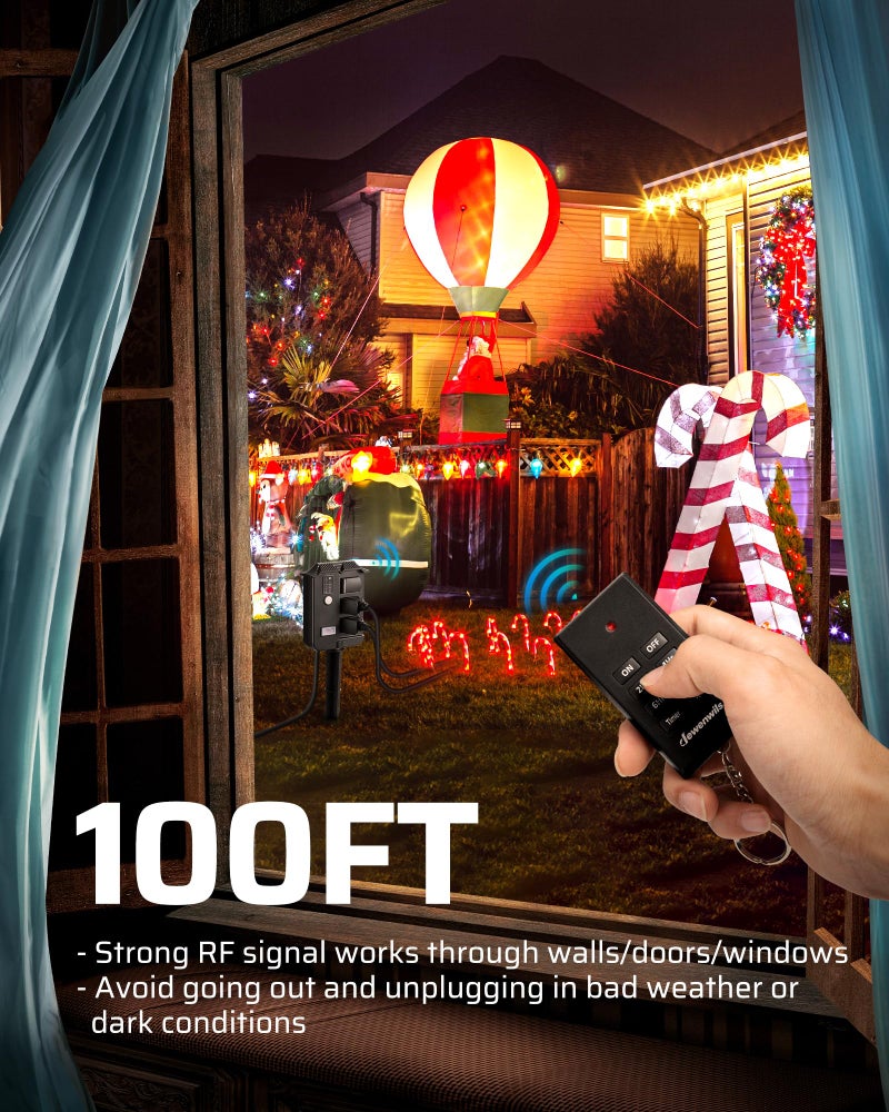 DEWENWILS Outdoor Power Stake Timer Waterproof, 6 Grounded Outlets, 6FT Extension Cord, 100FT Wireless Remote Control, Photocell Dusk to Dawn Timer for Christmas Lights, Garden, UL Listed - Image 3