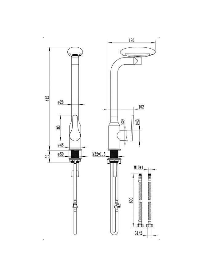 DANUBE HOME Milano Plus Rio 4-Function Pull-Out Sink Mixer Tap – Modern Kitchen Faucet with Spray & Stream Modes – 360° Swivel Spout,Brass Finish, Easy Installation - Image 2