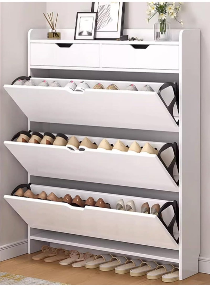 DubaiGallery Modern Luxury Hallway Closet, Stylish Simple Balcony Shoes and Slippers Rack, Wooden White - Image 2