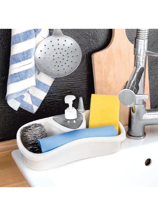 Snips High-Quality Saponello Sleek Sponge Holder and Soap Dispenser White 14.5 x 26 x 11.5 cm 000887 - Image 5