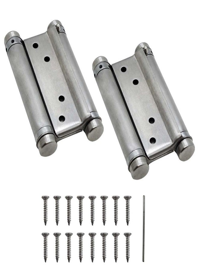 HYDERON Double Action Hinge - Saloon Door Hinges/Swinging Door Hinges Heavy Duty Self-Closing with Screws (Pack of 2 Pcs) (Stainless Steel, 4") - Image 1