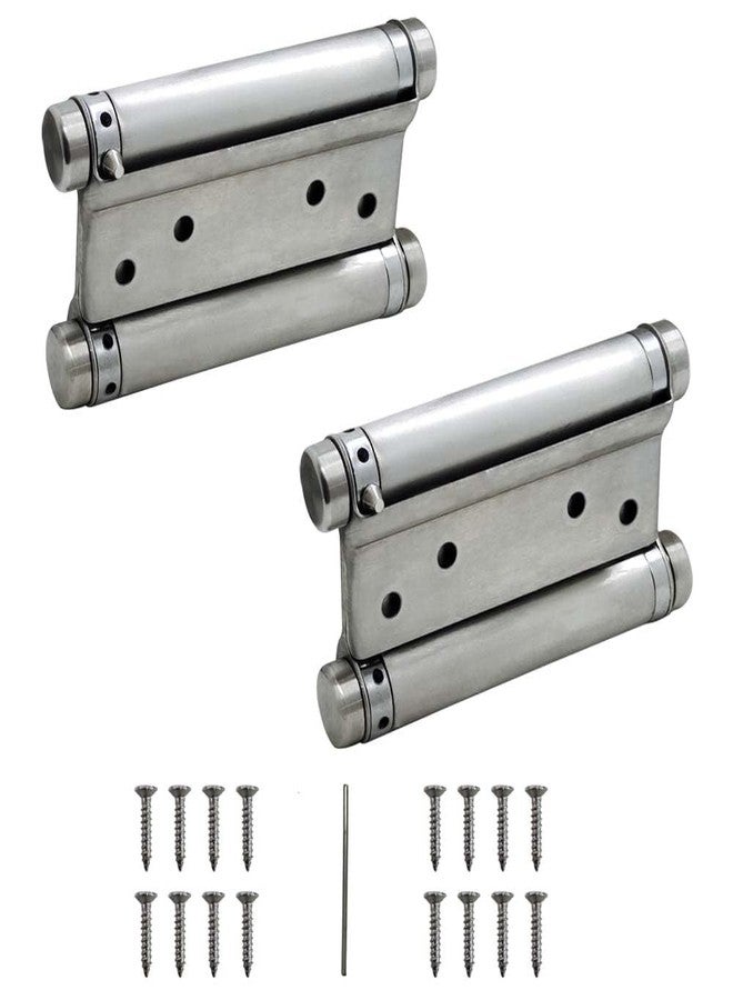 HYDERON Double Action Hinge - Saloon Door Hinges/Swinging Door Hinges Heavy Duty Self-Closing with Screws (Pack of 2 Pcs) (Stainless Steel, 4") - Image 4