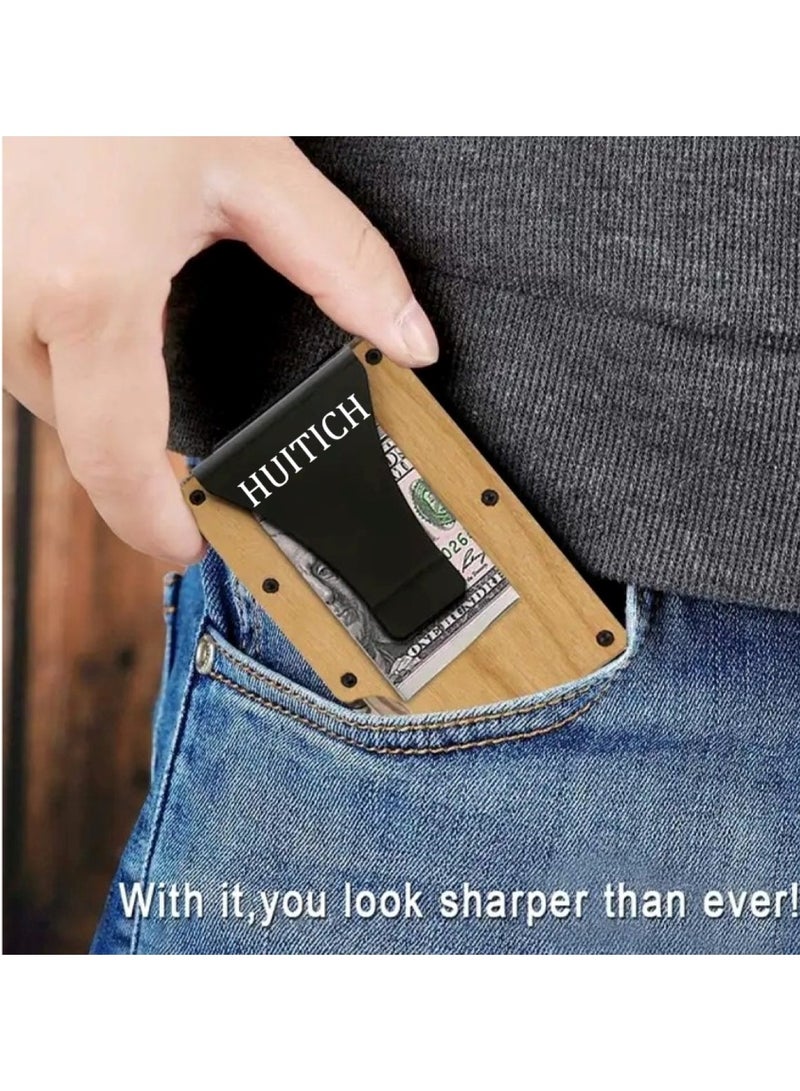 هويتك محفظة بطاقات خشبية بسيطة للرجال - Image 4