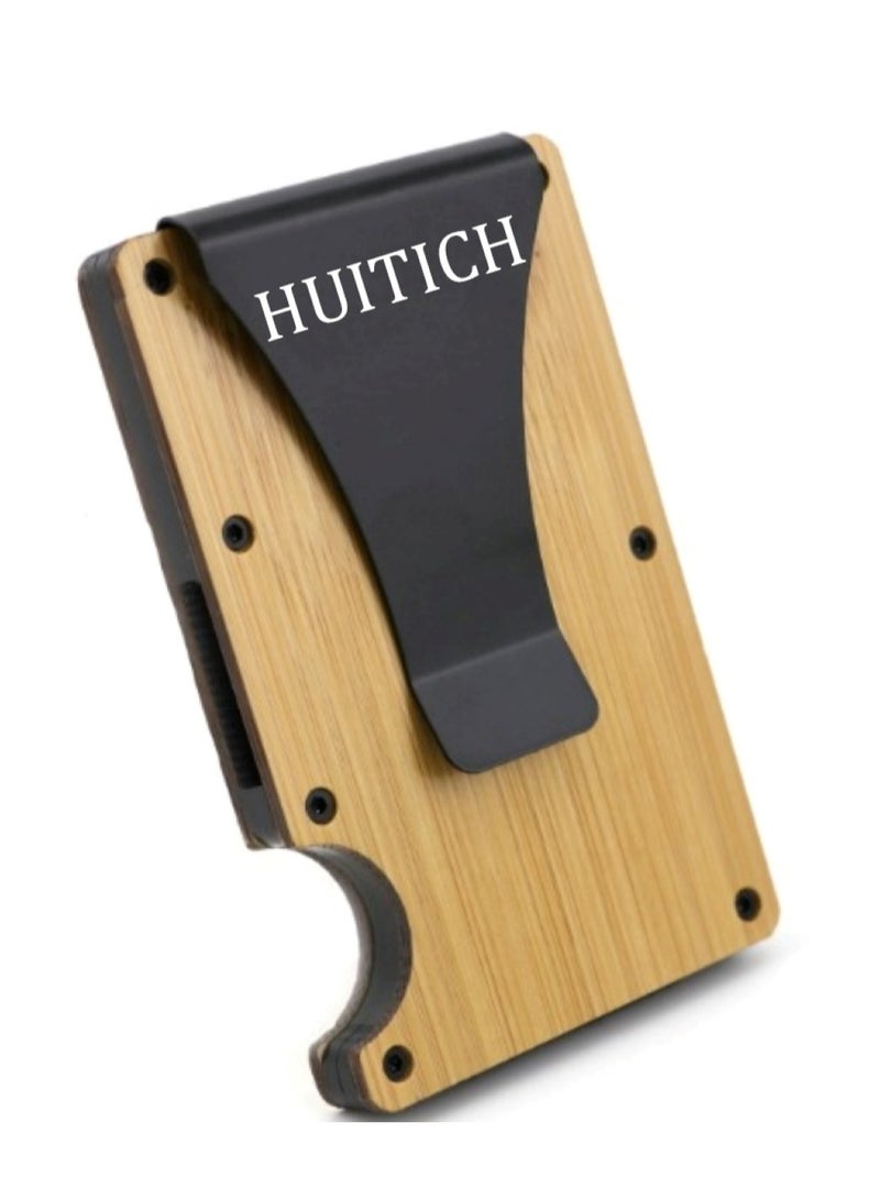 هويتك محفظة بطاقات خشبية بسيطة للرجال - Image 1