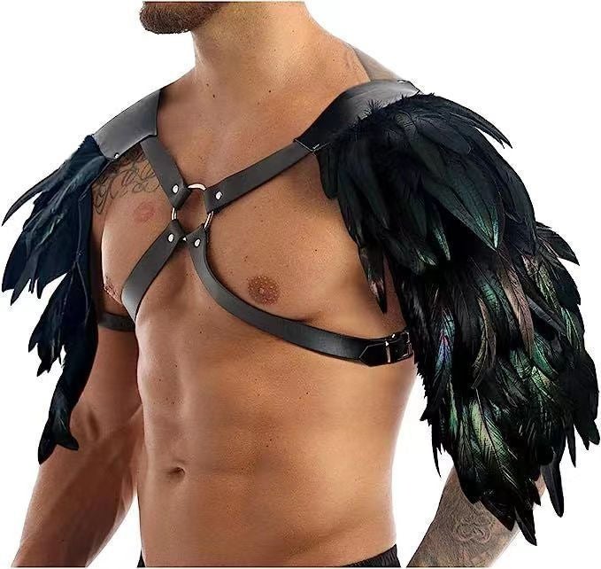 Medieval Viking Feather Leather Shoulder Armor Chest Harness for  Cosplay
