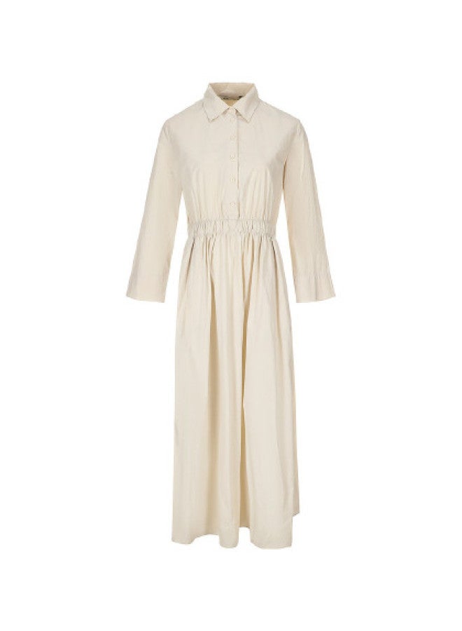 Zara Minimalist Casual Solid Color Shirt Dress With Waist Tie Slim Fit Lapel Long Dress - Image 1
