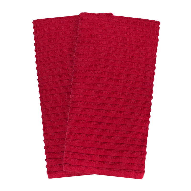 Ritz Royale Collection 100% Combed Terry Cotton, Highly Absorbent, Oversized, Kitchen Towel Set, 28" x 18", 2-Pack, Solid Paprika Red - Image 2