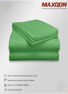 MAXQON Fitted Elastic Bedsheet Set With Pillow Covers, King/Queen/Double/Single Sizes, Color Green  - Image 5