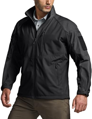 CQR Mens Tactical Softshell Jacket Winter Warm Fleece Lined Coat Water Resistant Outdoor Hunting Hiking Rain Windbreaker Operator X Black Medium - Image 1