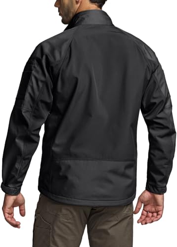 CQR Mens Tactical Softshell Jacket Winter Warm Fleece Lined Coat Water Resistant Outdoor Hunting Hiking Rain Windbreaker Operator X Black Medium - Image 3
