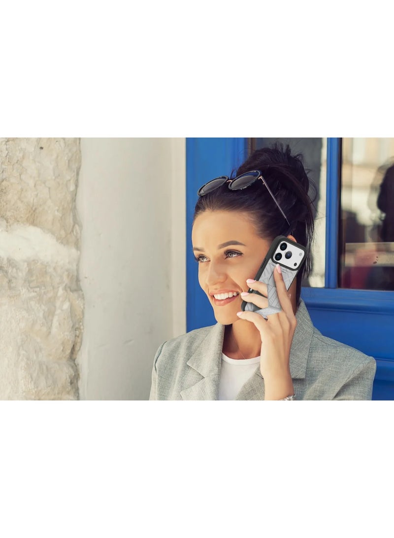 ليفيلو حافظة iPhone 17 Pro Max Morphix Cuero Gripstand مع حزام مغناطيسي للتثبيت الآمن وحامل أفقي وعمودي / حواف مرتفعة / قبضة بيد واحدة / حافة مقاومة للصدمات / غطاء خلفي بتصميم فاخر مع شعار مطبوع / تصميم نحيف - فضي حجر - Image 4