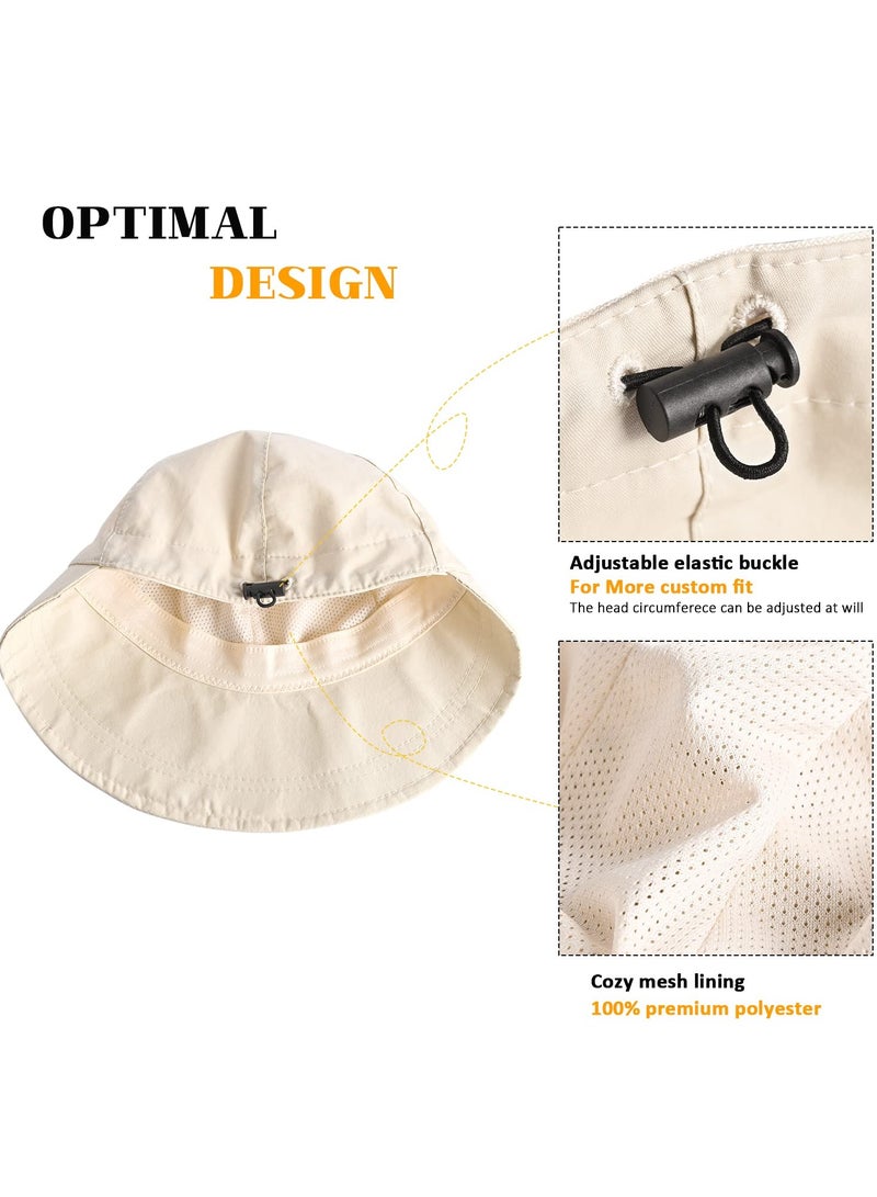 SYOSI 2PCS Sun Protection Drawstring Peaked Hat for Women, Sun Hats Summer Beach Sun Hat for Women Wide Brim Visor Fedora Cap UPF50+, Circumference 22-23.2in, Visor Wide 3.54in (White and Black)  - Image 5