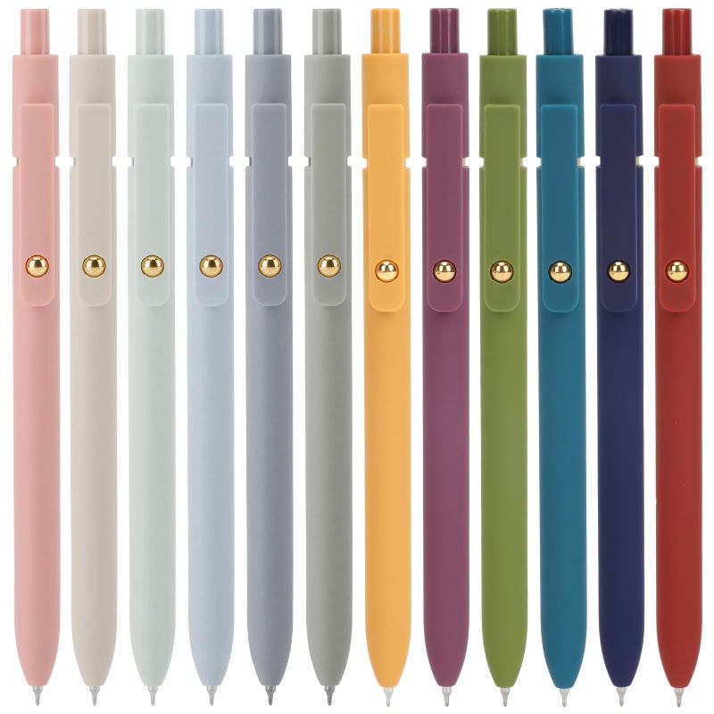 Ddaowanx Gel Pens, 12 Pcs 0.5mm Quick Dry Black Ink Pens Fine Point Smooth Writing Pens, Cute Office School Supplies Gifts for Women (12 Pcs Vintage+Morandi-Black Ink) - Image 1