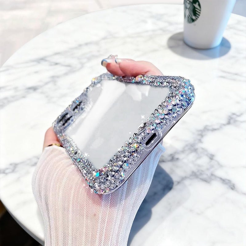 Cavdycidy Designer Compatible with iPhone 17 Pro Max Bling Clear Case for Women,Cute Glitter Phone Case with Sparkle Rhinestone Diamond Camera Protectionï¼ŒAirbag Anti-Fall Crystal Hard Cover for Girl - Image 3