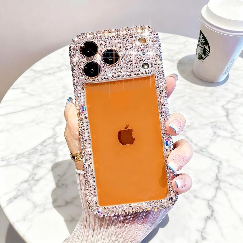 Cavdycidy Designer Compatible with iPhone 17 Pro Max Bling Clear Case for Women,Cute Glitter Phone Case with Sparkle Rhinestone Diamond Camera Protectionï¼ŒAirbag Anti-Fall Crystal Hard Cover for Girl - Image 1