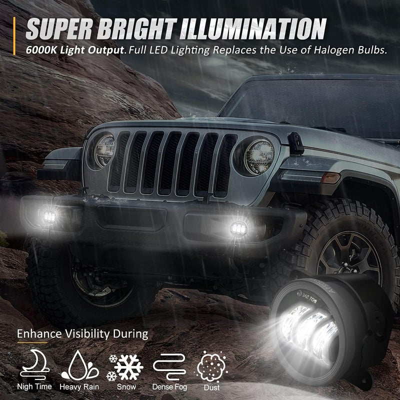 NUVISION LIGHTING NVL-FL-001 4 Inch LED Fog Light for Jeep Wrangler, Charger, Cherokee, and Journey - DOT Approved - Image 3