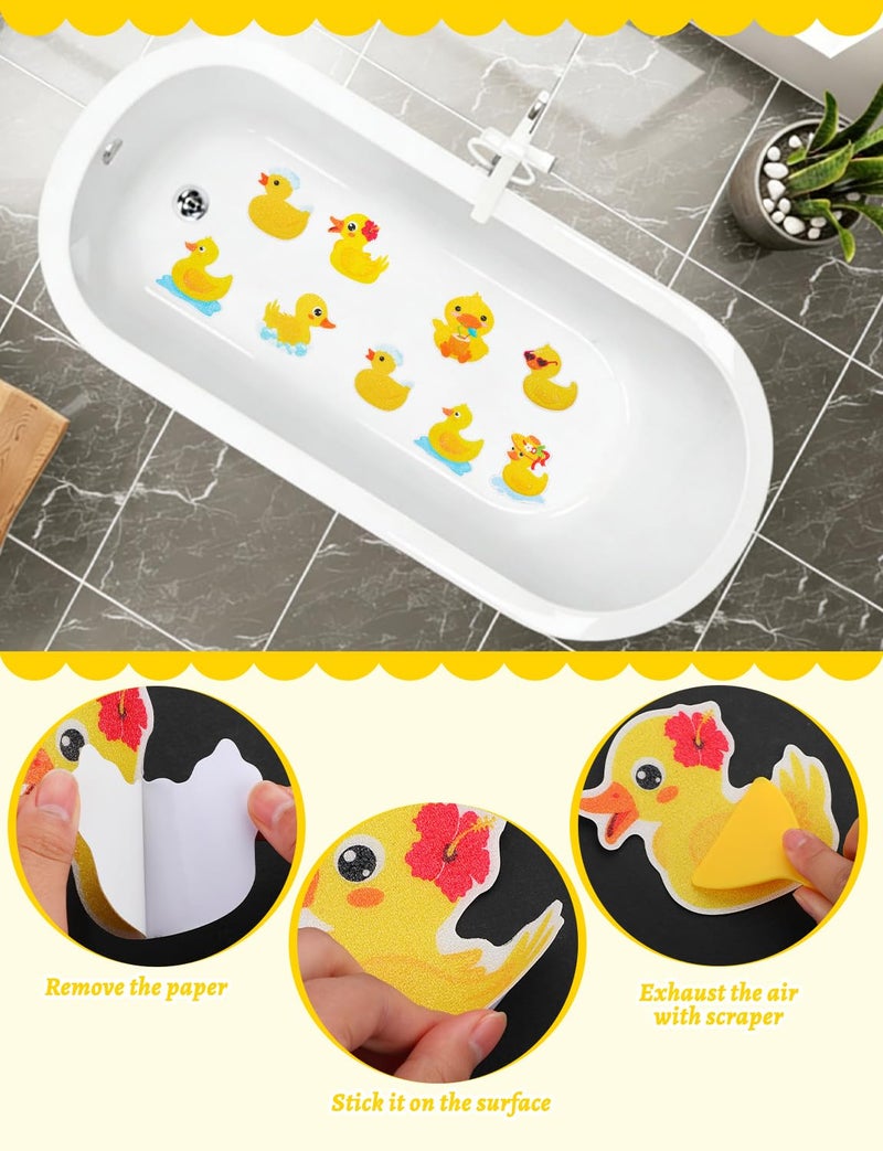 LSLYHTC 26Pcs Non Slip Bathtub Stickers, Cute Duck Stickers with Scraper, Anti Slip Bath Tub Shower Decal with Adhesive Back for Bathroom, Shower Stairs - Image 3