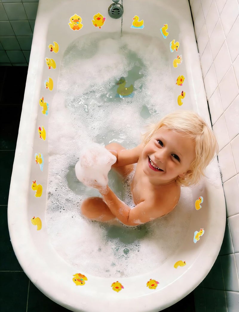 LSLYHTC 26Pcs Non Slip Bathtub Stickers, Cute Duck Stickers with Scraper, Anti Slip Bath Tub Shower Decal with Adhesive Back for Bathroom, Shower Stairs - Image 4