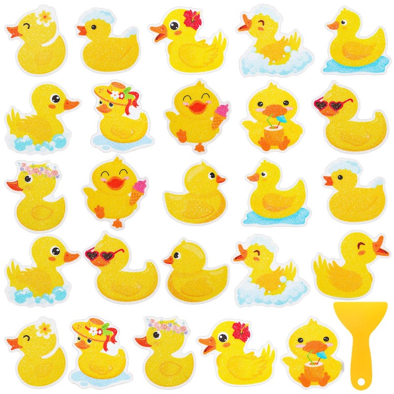 LSLYHTC 26Pcs Non Slip Bathtub Stickers, Cute Duck Stickers with Scraper, Anti Slip Bath Tub Shower Decal with Adhesive Back for Bathroom, Shower Stairs - Image 1