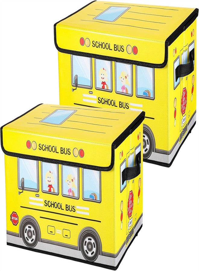 KASTWAVE 2 Pcs Toy Chest Storage Box for Classroom, Foldable Clothes Storage Box with Lid Treasure Waterproof Storage Organizer Bin for Home Kids Toy Prizes Awards for Students (Yellow) - Image 1