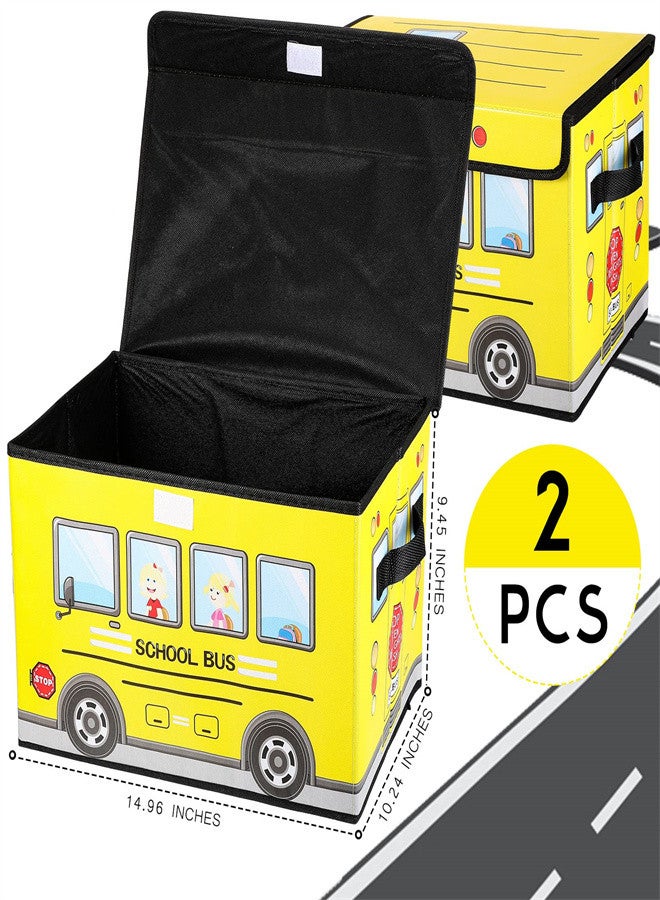 KASTWAVE 2 Pcs Toy Chest Storage Box for Classroom, Foldable Clothes Storage Box with Lid Treasure Waterproof Storage Organizer Bin for Home Kids Toy Prizes Awards for Students (Yellow) - Image 4