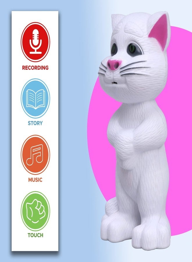 WISHKEY Plastic Intelligent Mimicking Tom Talking Toys for Kids, Story Telling and Singing Voice Recording Toy, White, 3+Years (Set of 1) - Image 4