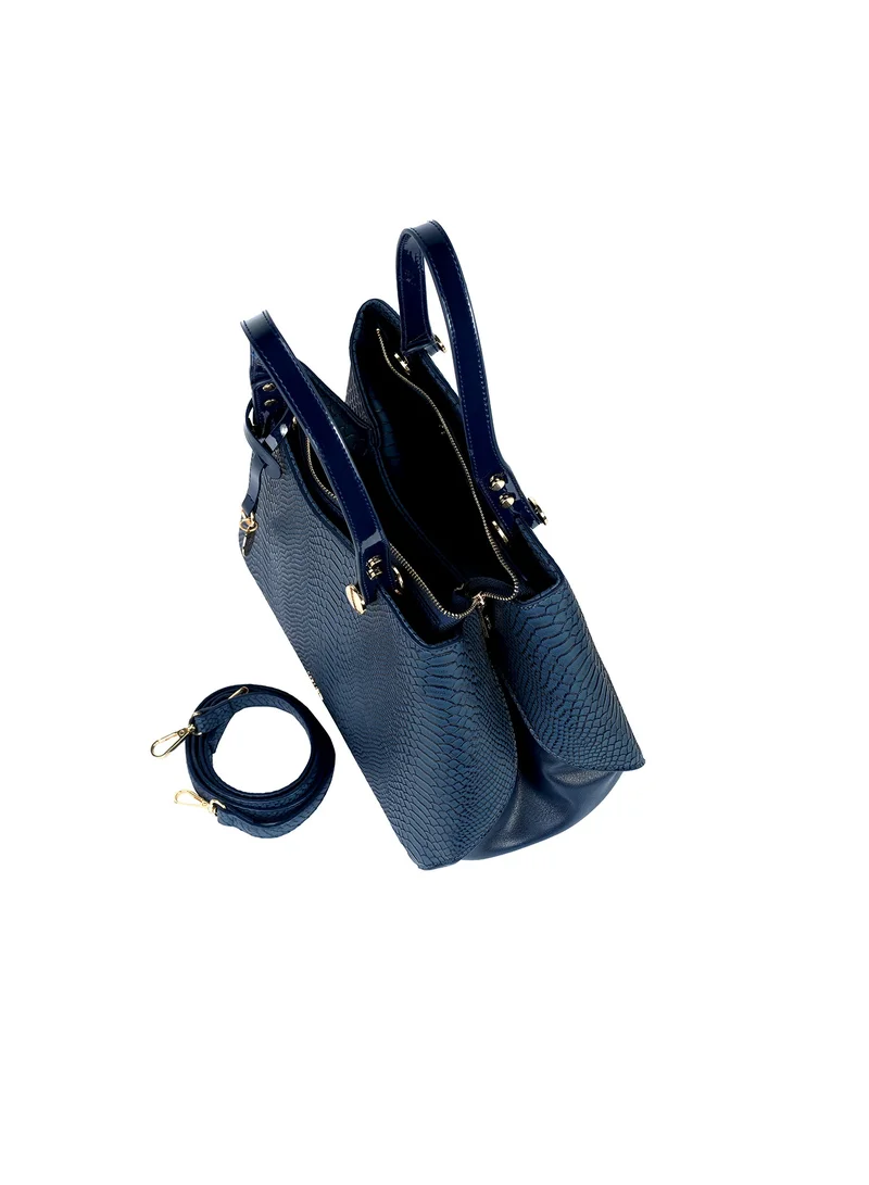 AMICA Alma Ladies Leather Satchel Handbag with Reptile Texture