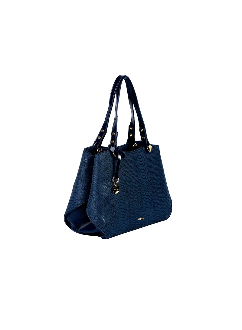 AMICA Alma Ladies Leather Satchel Handbag with Reptile Texture