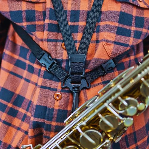 Neo Tech Neotech Soft Harness – Padded Shoulder Harness with Adjustable Strap Hook, Swivel Hook for Saxophone, Baritone & Clarinet Strap – (Regular - Black) - Made in the USA - Image 5