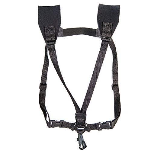 Neo Tech Neotech Soft Harness – Padded Shoulder Harness with Adjustable Strap Hook, Swivel Hook for Saxophone, Baritone & Clarinet Strap – (Regular - Black) - Made in the USA - Image 1