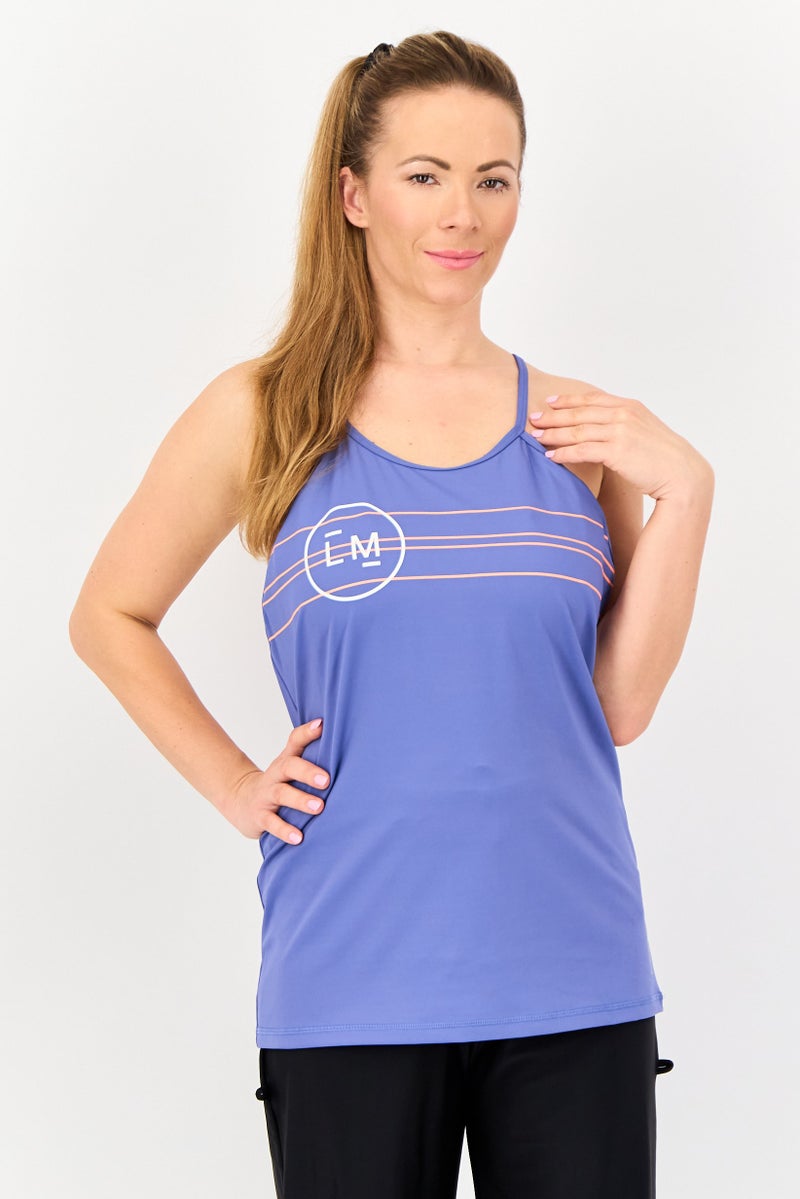 Reebok Women Lesmills Sleeveless Outdoor Tank Top, Blue - Image 1