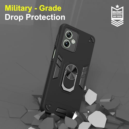 NDCOM for Moto G54 Back Cover, Premium Motorola G54 5G Cover, Sleek Design Moto G54 5G Cover, Protective Case for Enhanced Grip and Style, Black Ring Holder Case - Image 4