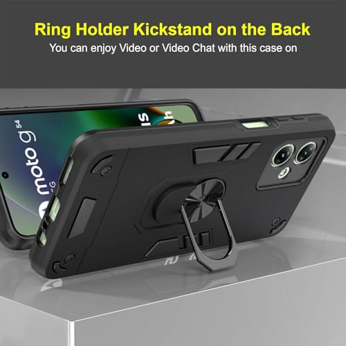 NDCOM for Moto G54 Back Cover, Premium Motorola G54 5G Cover, Sleek Design Moto G54 5G Cover, Protective Case for Enhanced Grip and Style, Black Ring Holder Case - Image 3