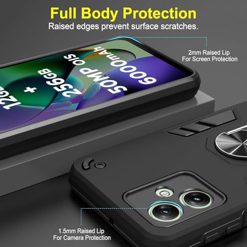 NDCOM for Moto G54 Back Cover, Premium Motorola G54 5G Cover, Sleek Design Moto G54 5G Cover, Protective Case for Enhanced Grip and Style, Black Ring Holder Case - Image 5