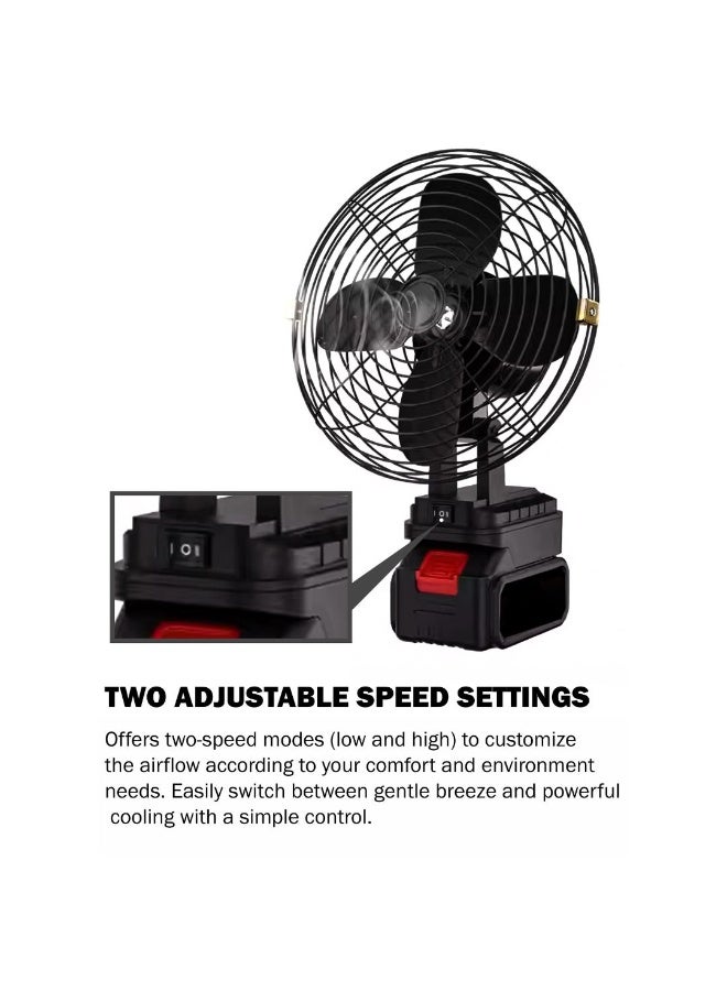 Deepking Portable High-Power Rechargeable Metal Fan with 48V Lithium Battery – Industrial-Grade Cordless Fan for Indoor & Outdoor Use, Strong Airflow, Adjustable Speed, Quiet Operation – Ideal for Camping, Garage, Workshop, Travel, Emergency – 35W Motor Power - Image 5