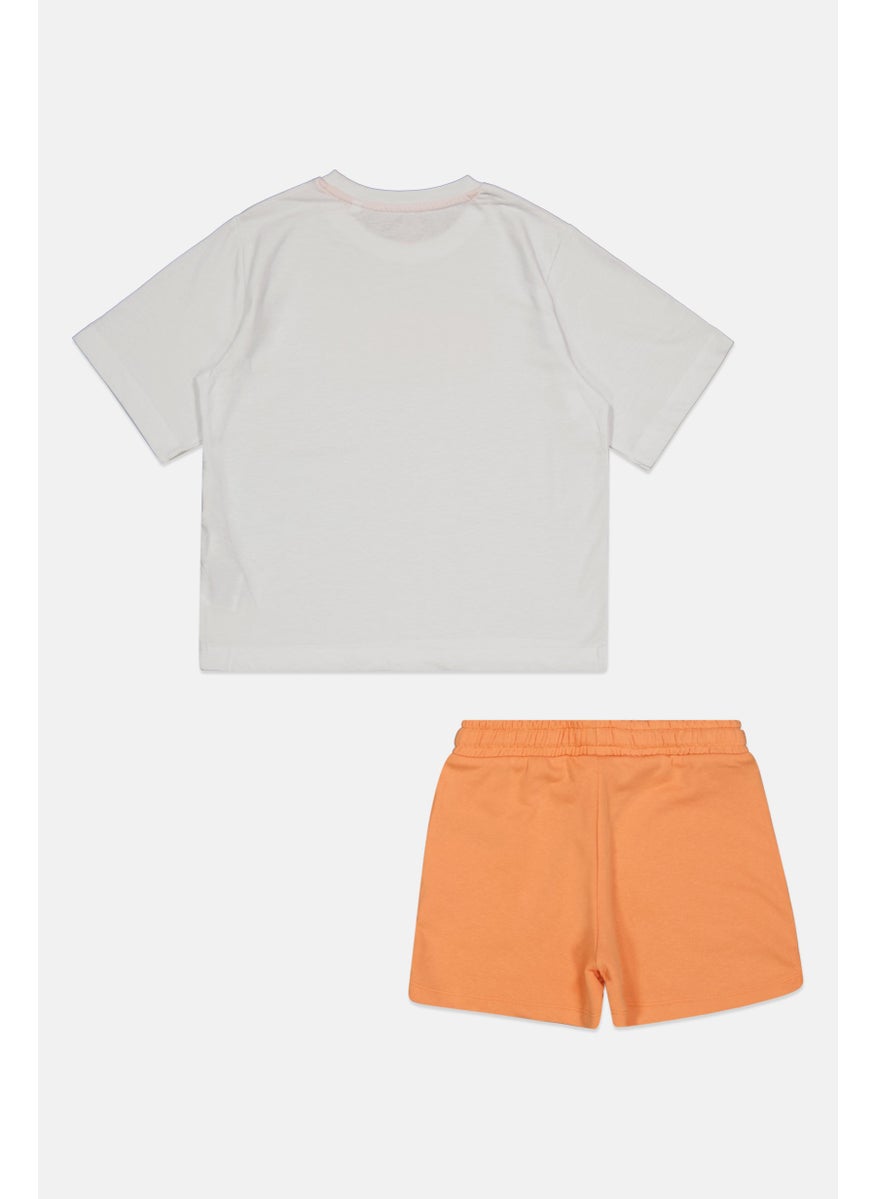ELLE Kids Girl 2 Piece Brand Logo Top And Bottom Set, White  - Image 2