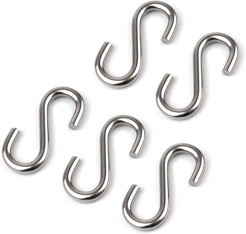 Hamineler 5 Pack 304 Stainless Steel S Shaped Hooks 3.2Inch Long 5/16 Inch Thickness Heavy Duty S Metal Hanging Hooks - Image 3