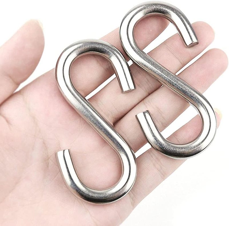 Hamineler 5 Pack 304 Stainless Steel S Shaped Hooks 3.2Inch Long 5/16 Inch Thickness Heavy Duty S Metal Hanging Hooks - Image 5
