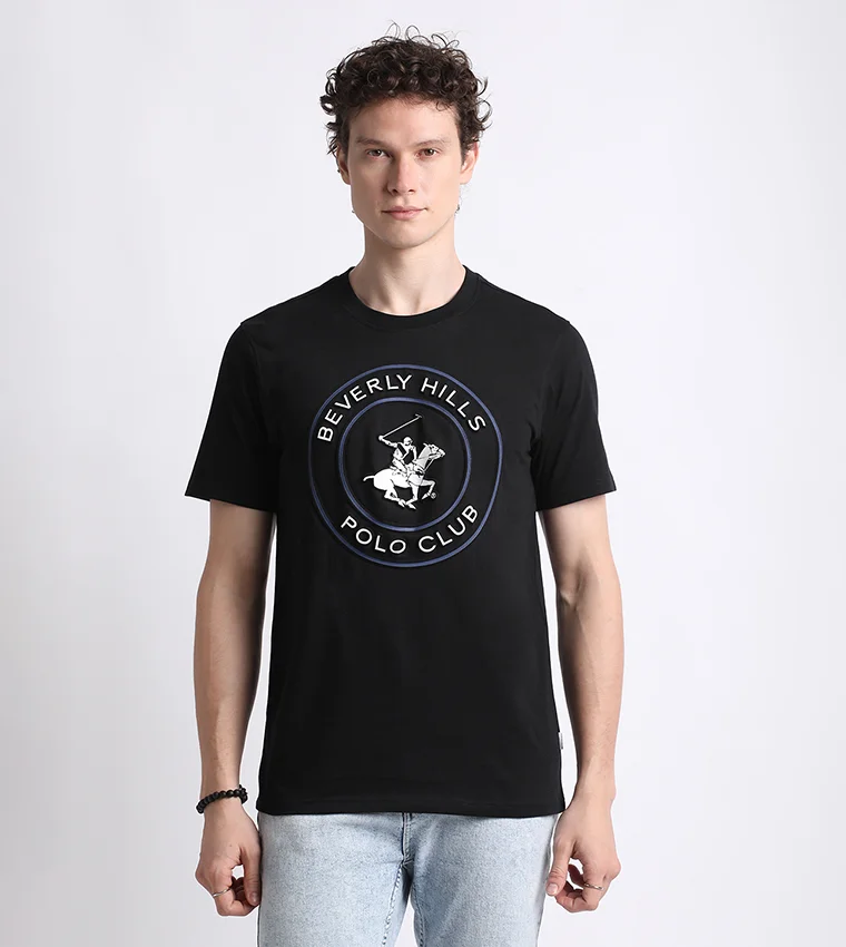 BEVERLY HILLS POLO CLUB Beverly Hills Polo Club Brand Logo Round Neck Short Sleeve Men's T-Shirt
