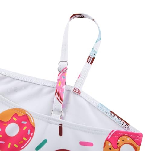 RAISEVERN Girls Bathing Suit 5T 3 Piece Swimsuit Size 6 Adjustable Spaghetti Strap Donuts Bikini Sets with Ruffle Cover Ups Beach Skirt Cute Quick Dry Tankini Summer Swimwear - Image 5