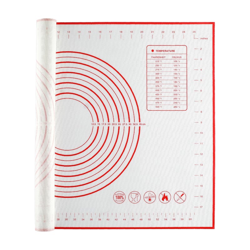 JJOO Silicone Baking Dough Pastry Mat, JJOO Large Bread Rolling Cookie kneading Baking Mats for Counter, Nonstick, Easy to Clean (27x19Inch) - Image 1