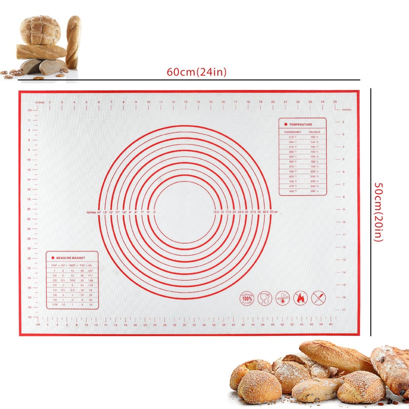 JJOO Silicone Baking Dough Pastry Mat, JJOO Large Bread Rolling Cookie kneading Baking Mats for Counter, Nonstick, Easy to Clean (27x19Inch) - Image 2