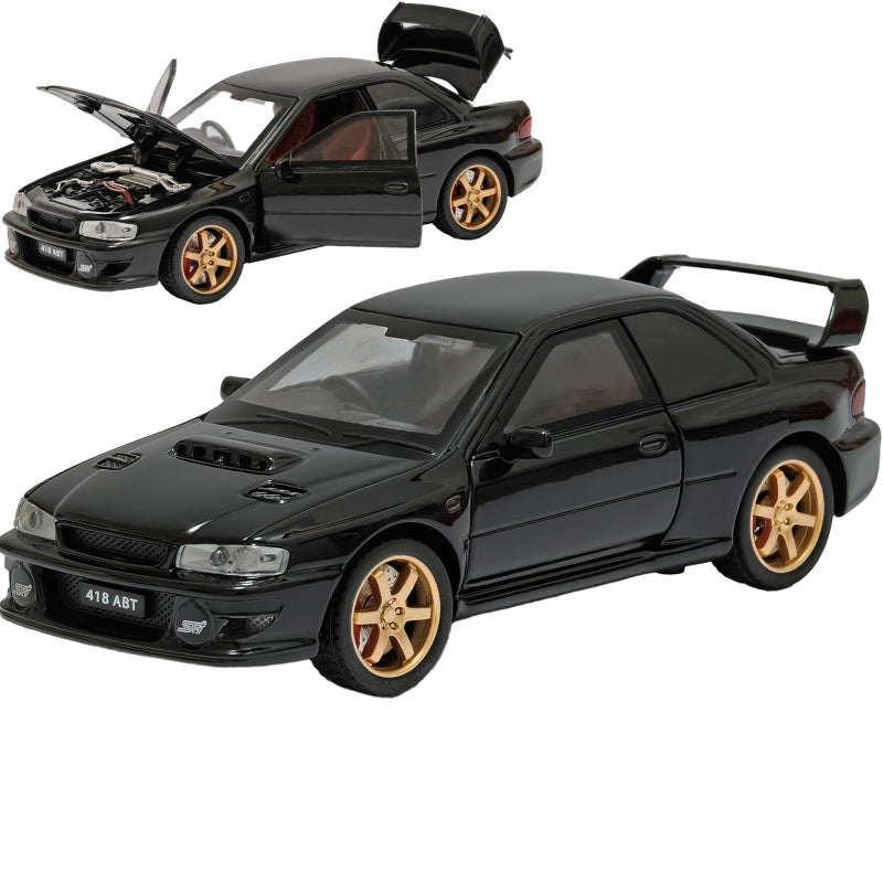 ERBADIHAGO Toy Cars Compatible for 1998 Impreza 22B Sti 132 Metal Model Car Pull Back Car Toys with Light and Sound Toys Car Collectible Model for Children Age 3 Year Old Black - Image 3