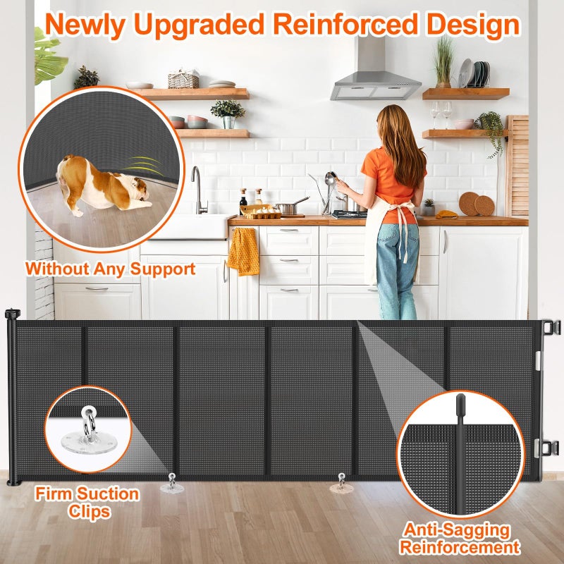 EZIGO Upgrade 120 inch Retractable Baby Gates, EZIGO Extra Wide Baby Gate for Large Opening Extra Long Mesh Gate for Kids or Pet Dog Gate Child Safety Gate for Stairs Hallways Doorway Indoor Outdoor, Black - Image 3
