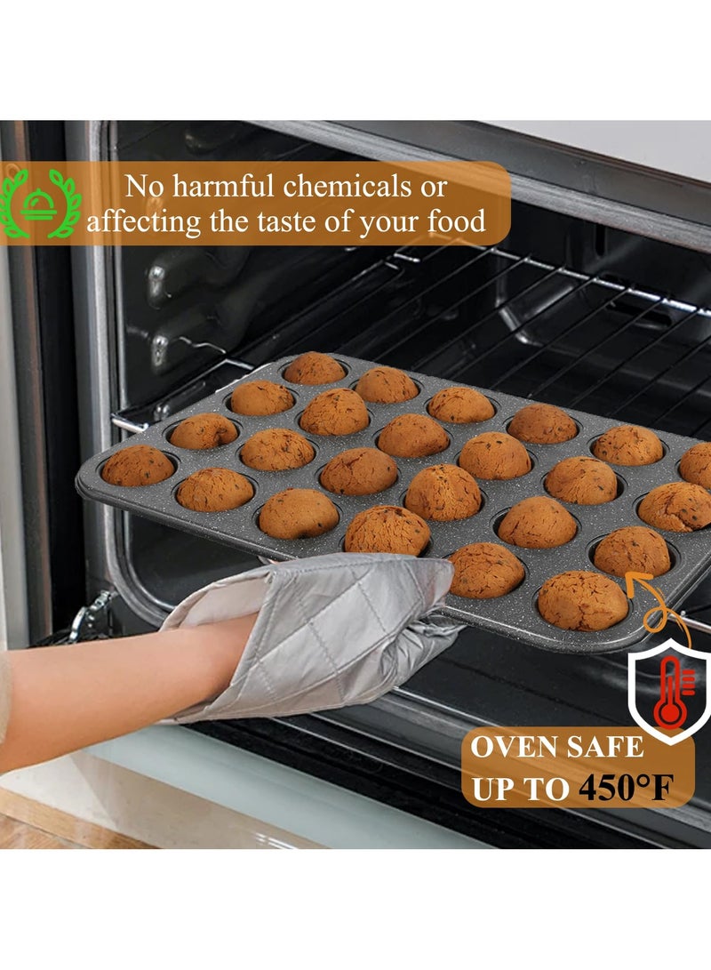 Bukela 24-Cup Mini-Cheesecake Pan Grey Standard, Mini Muffin Tins Nonstick 24, Muffin Top Pan and Mini Cheesecake pans, Toast Oven Baking Supplies Non Stick Cake Pans Muffin Tray - Image 3