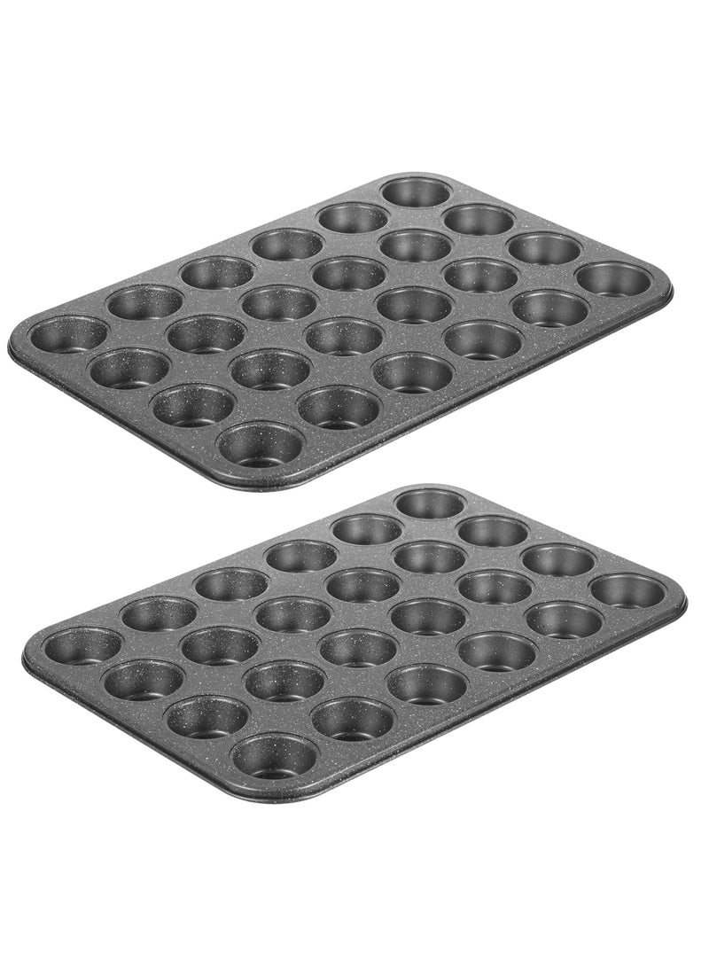 Bukela 24-Cup Mini-Cheesecake Pan Grey Standard, Mini Muffin Tins Nonstick 24, Muffin Top Pan and Mini Cheesecake pans, Toast Oven Baking Supplies Non Stick Cake Pans Muffin Tray - Image 1