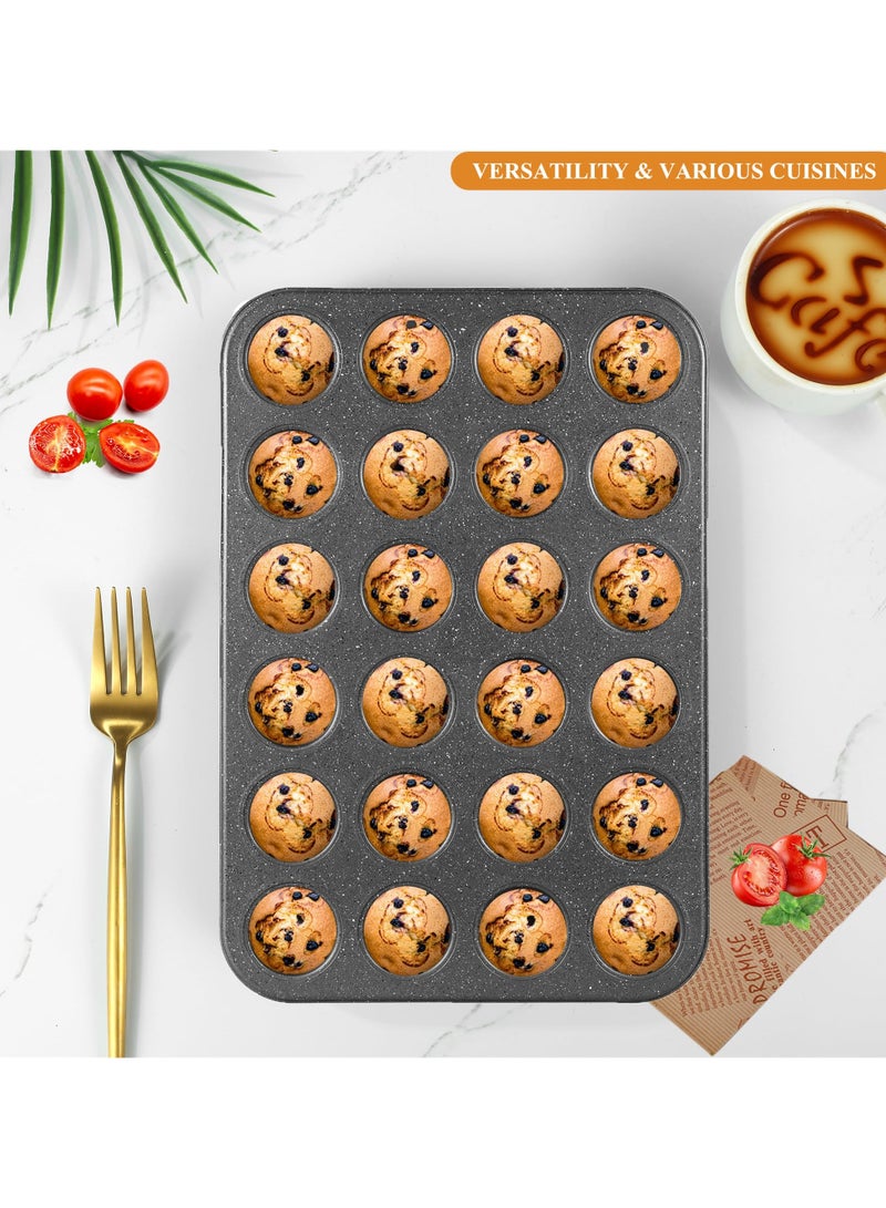 Bukela 24-Cup Mini-Cheesecake Pan Grey Standard, Mini Muffin Tins Nonstick 24, Muffin Top Pan and Mini Cheesecake pans, Toast Oven Baking Supplies Non Stick Cake Pans Muffin Tray - Image 2