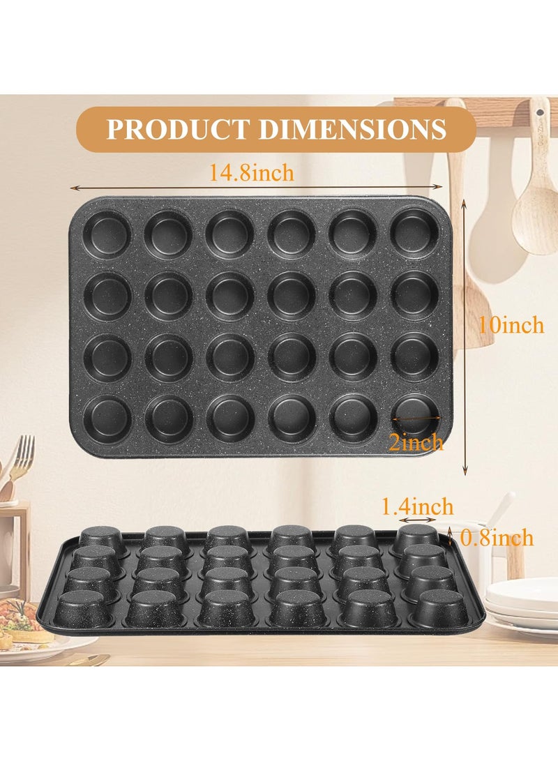Bukela 24-Cup Mini-Cheesecake Pan Grey Standard, Mini Muffin Tins Nonstick 24, Muffin Top Pan and Mini Cheesecake pans, Toast Oven Baking Supplies Non Stick Cake Pans Muffin Tray - Image 5